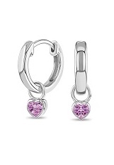beautiful silver cubic zirconia heart October birthstone baby earrings